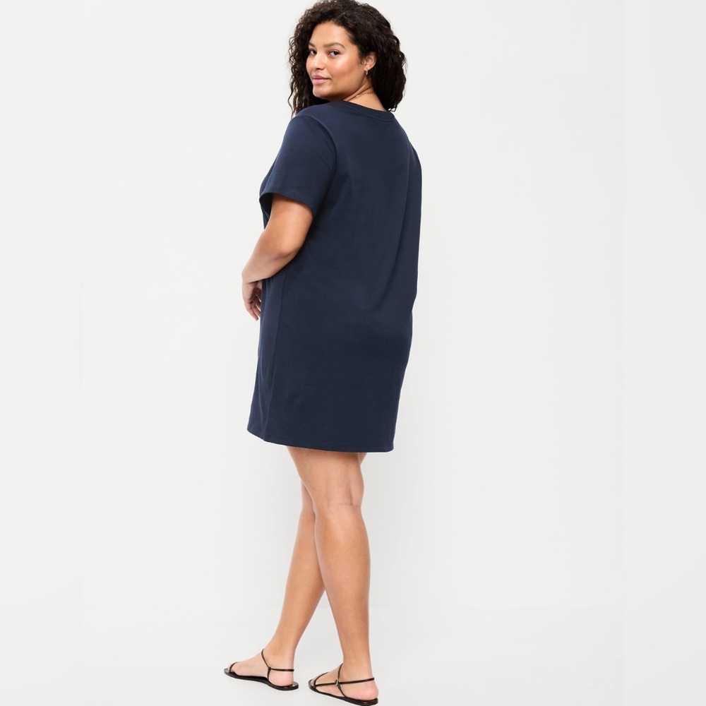 🆕 Old Navy Women's Vintage Crew-Neck Mini T-Shirt Dress In the Navy L 12-14 - Picture 7 of 14